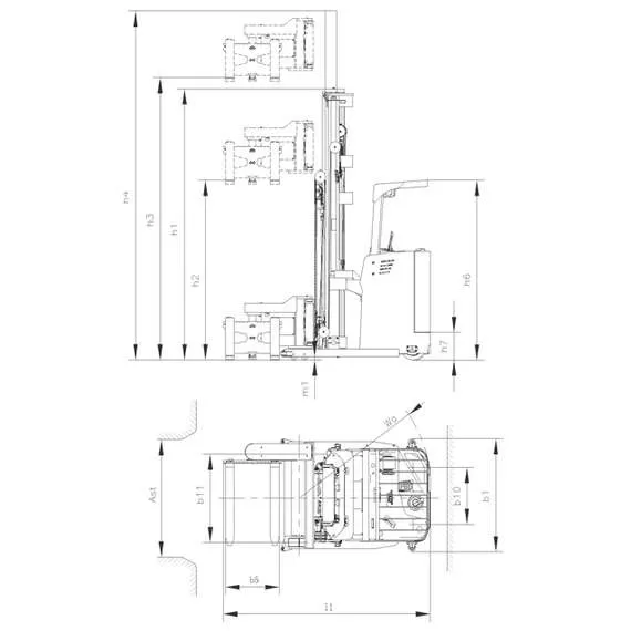 GROS (MIMA) MC15 1,5 т 4,5 м Самоходный штабелер узкопроходный с трехсторонней обработкой груза в Краснодаре, Грузоподъемность: 1.5 тонны (1500 кг), Высота подъема вил, м.: 4.5 м, Напряжение: 48 В, Тип батареи: Кислотная, обслуживаемая купить по выгодной цене 100kwatt.ru