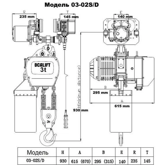 OCALIFT 0302D 3т 6м Таль цепная передвижная двухскоростная 4,5/1,5 м/мин 380В в Краснодаре купить по выгодной цене 100kwatt.ru